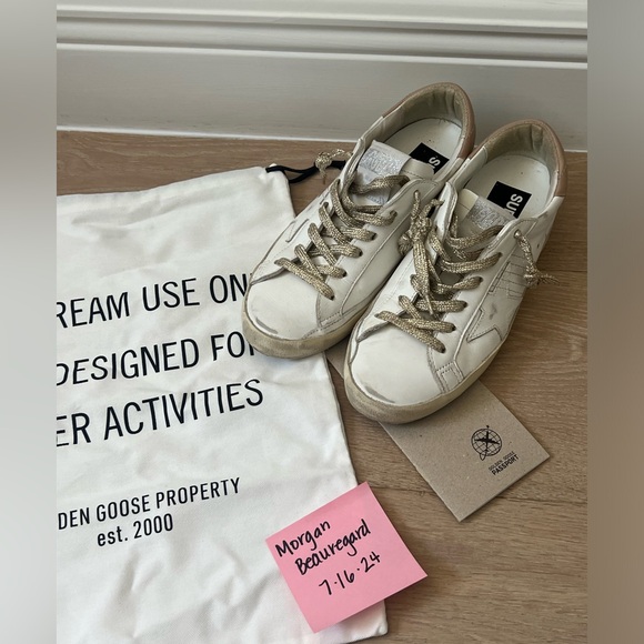 Golden Goose Superstar Leather Glitter Low-Top Sneakers Size 37